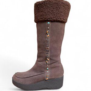 Steve Madden Seminole Genuine Suede Tribal Beaded Boots